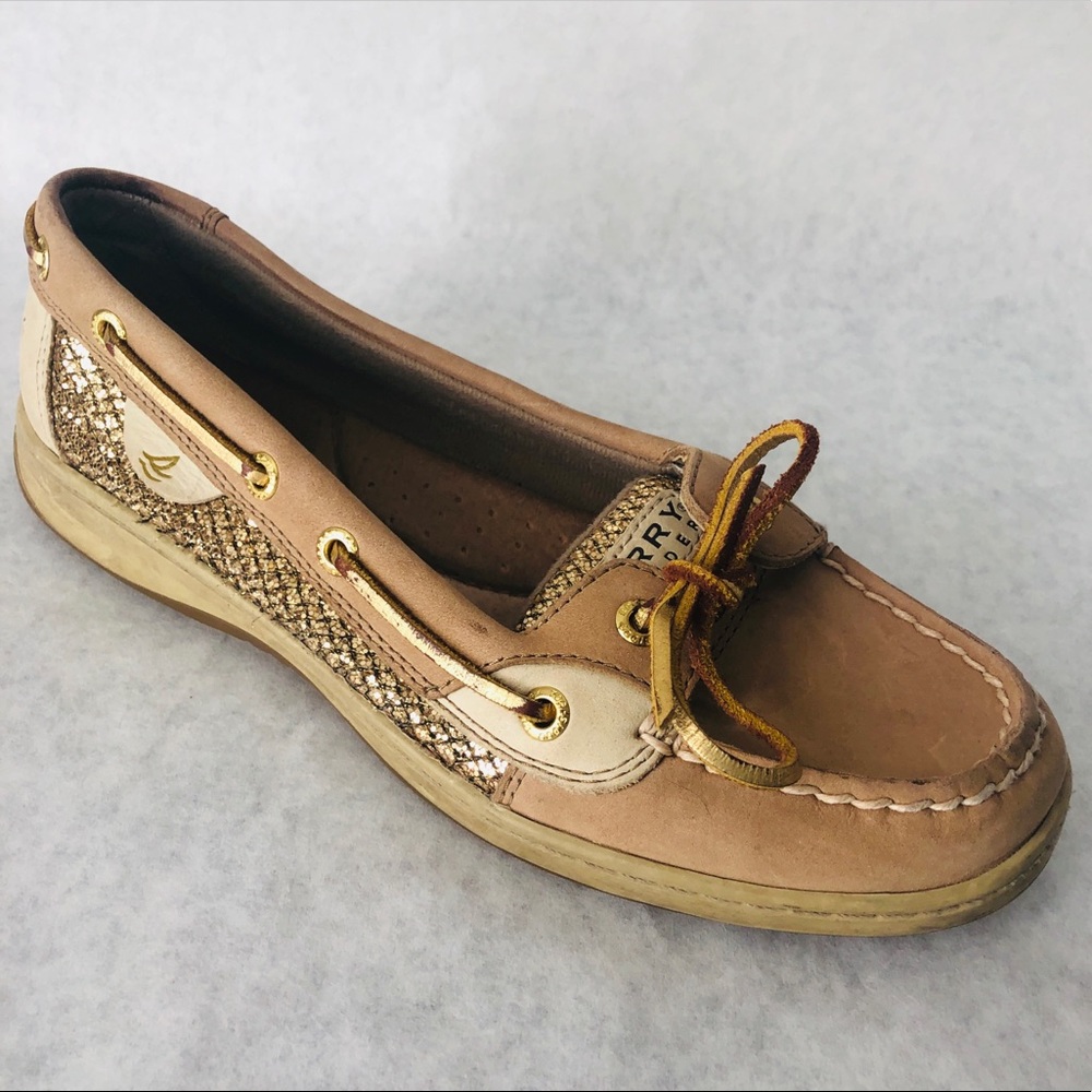 Sperry Top Siders Womens Size 7.5 Gold Glitter